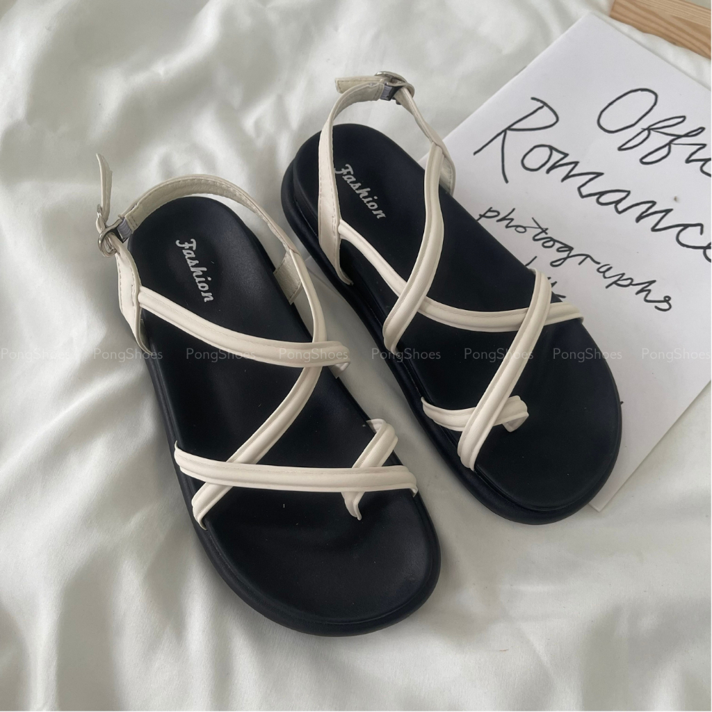 Sandal dây chéo đế bằng Pong Shoes - FULL BOX - Mã 1589