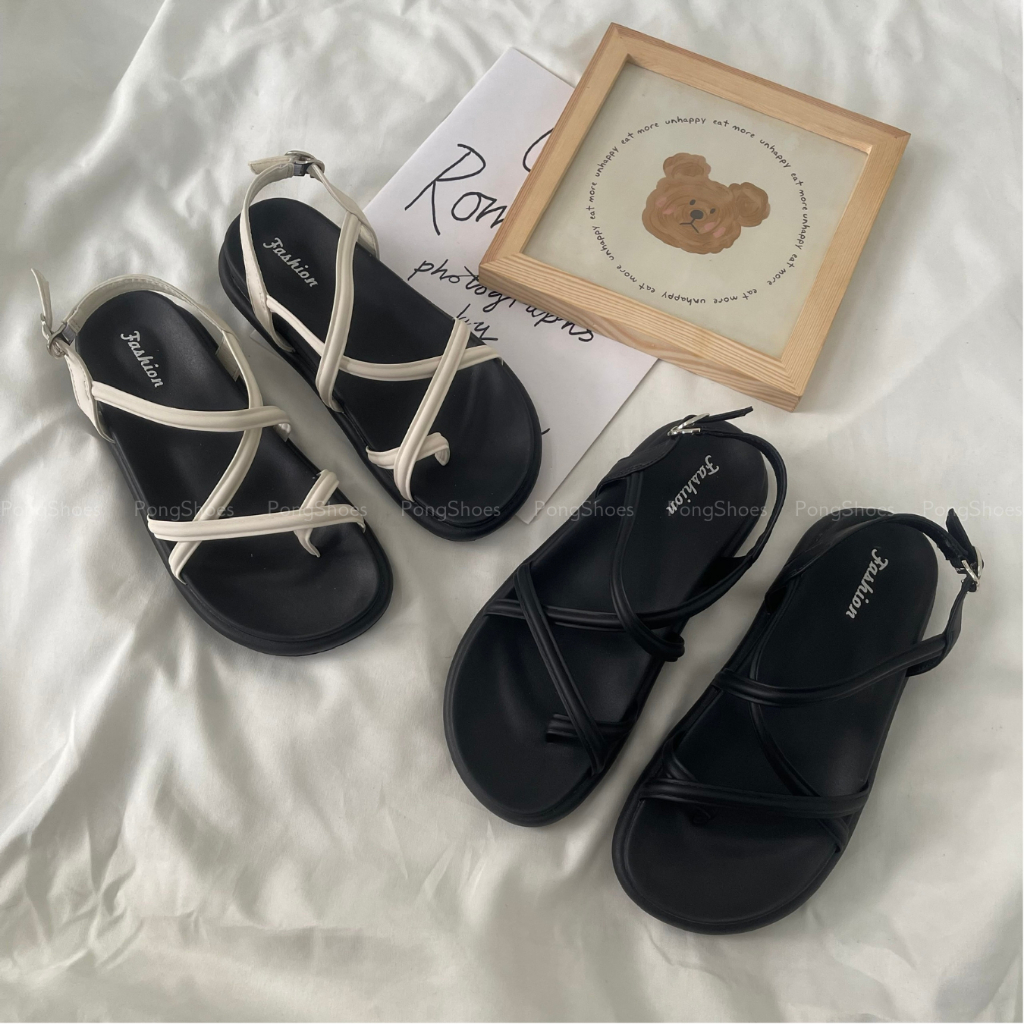 Sandal dây chéo đế bằng Pong Shoes - FULL BOX - Mã 1589
