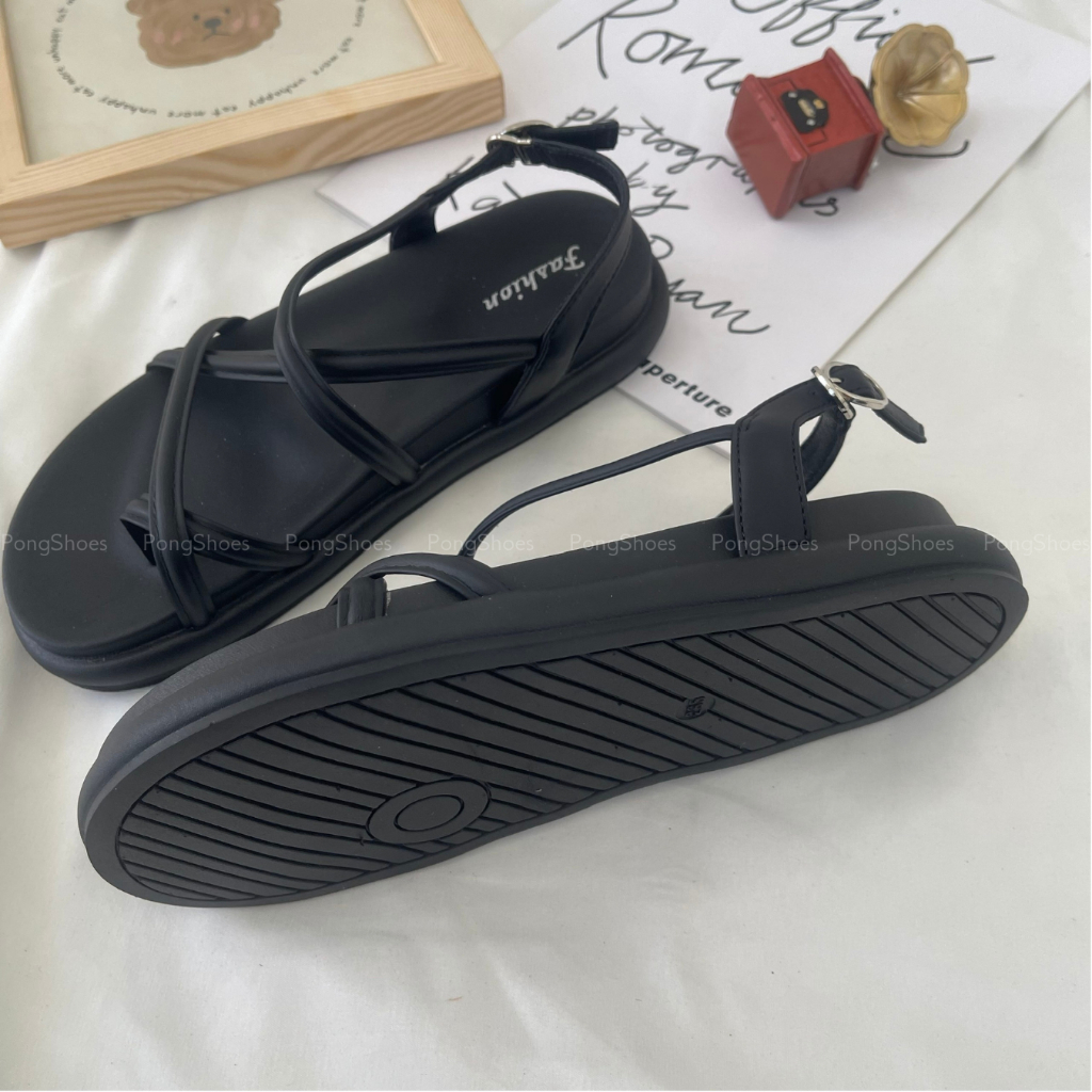 Sandal dây chéo đế bằng Pong Shoes - FULL BOX - Mã 1589