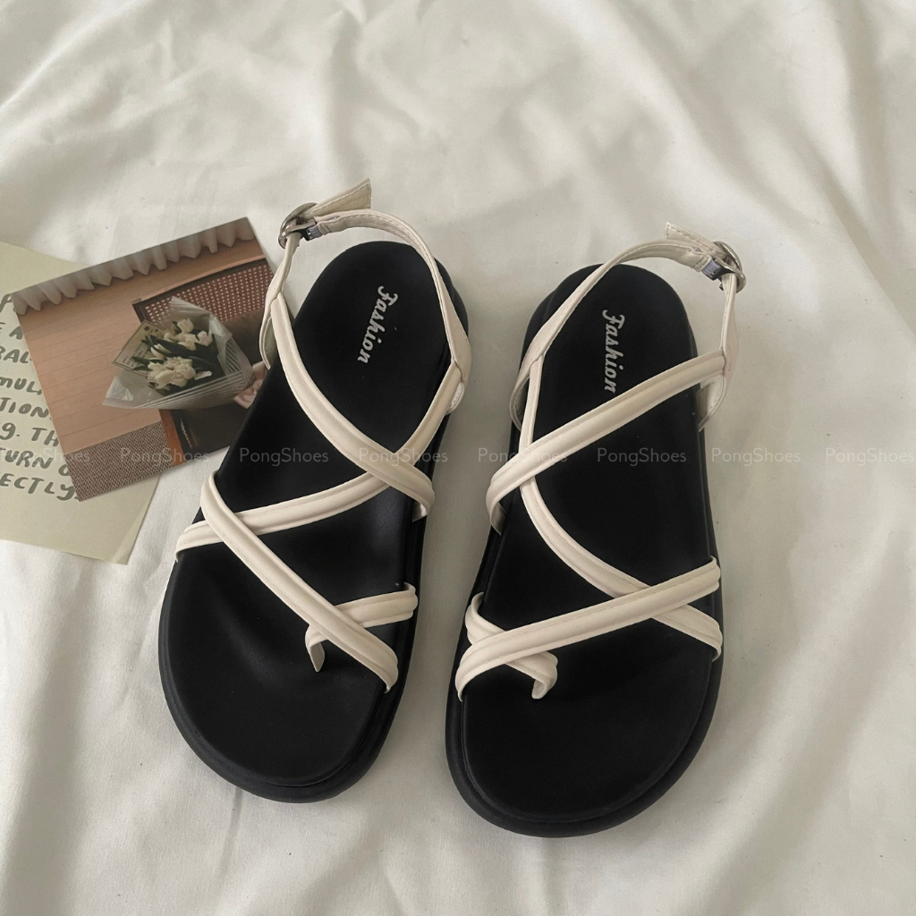 Sandal dây chéo đế bằng Pong Shoes - FULL BOX - Mã 1589