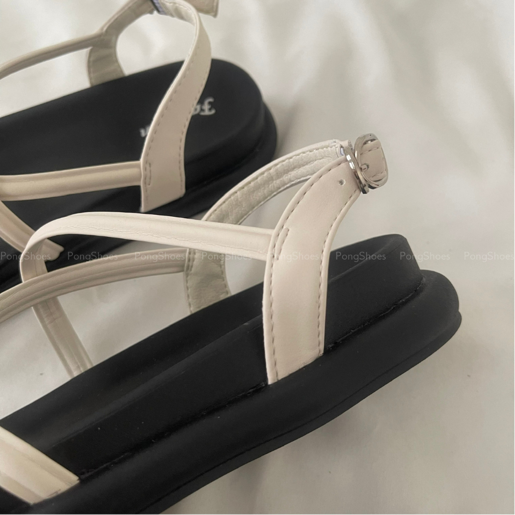 Sandal dây chéo đế bằng Pong Shoes - FULL BOX - Mã 1589