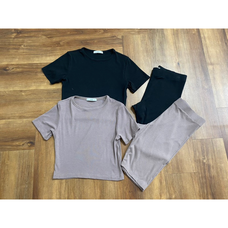 Set áo thun kèm quần biker chất thun gân