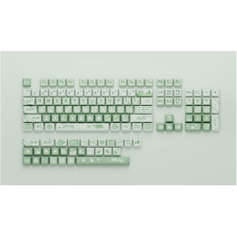 Keycap High XDA | Cherry Spring Outing cho bàn phím cơ - siêu cute - 131 phím - Hộp và khay nhựa chuẩn