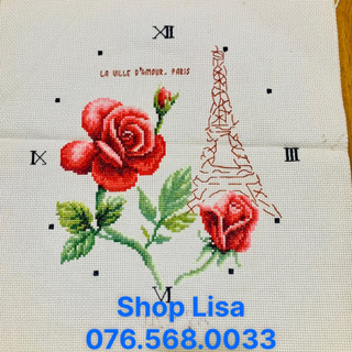 Tranh thêu chữ thập HOA HỒNG đã thêu 39x36cm thành phẩm