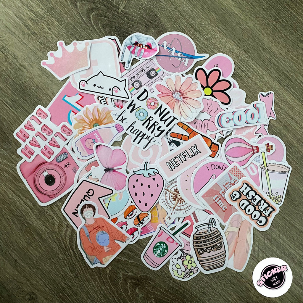 Màu Cam Đào StickerS - Peachy Dễ Thương Chất Liệu PVC Cao Cấp Chống Nước Dán Trang Trí Nón Bảo Hiểm | Sticker Việt Nam