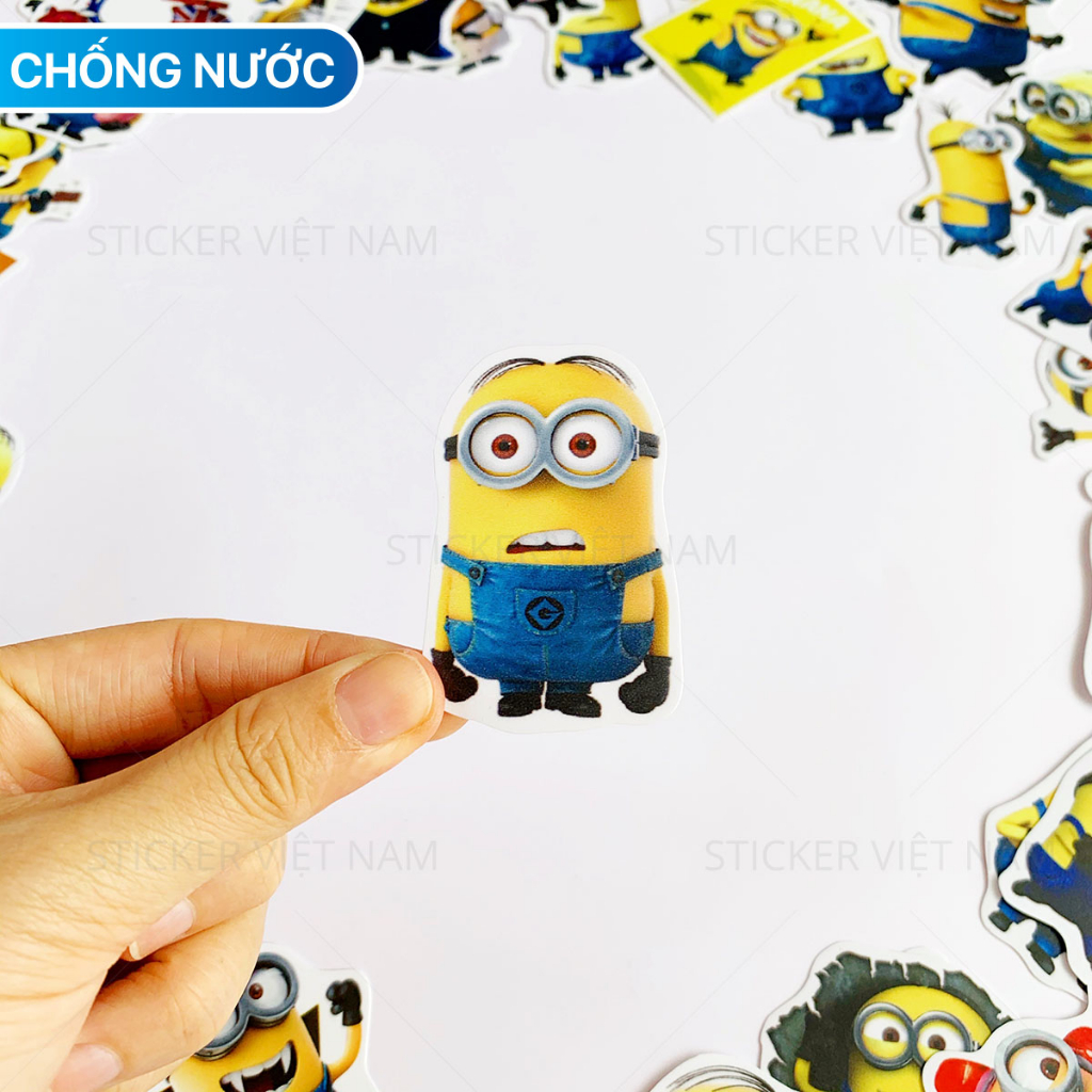 Sticker MINION dễ thương, hình dán decal  trang trí nón bảo hiểm, đàn guitar, laptop, vali, xe