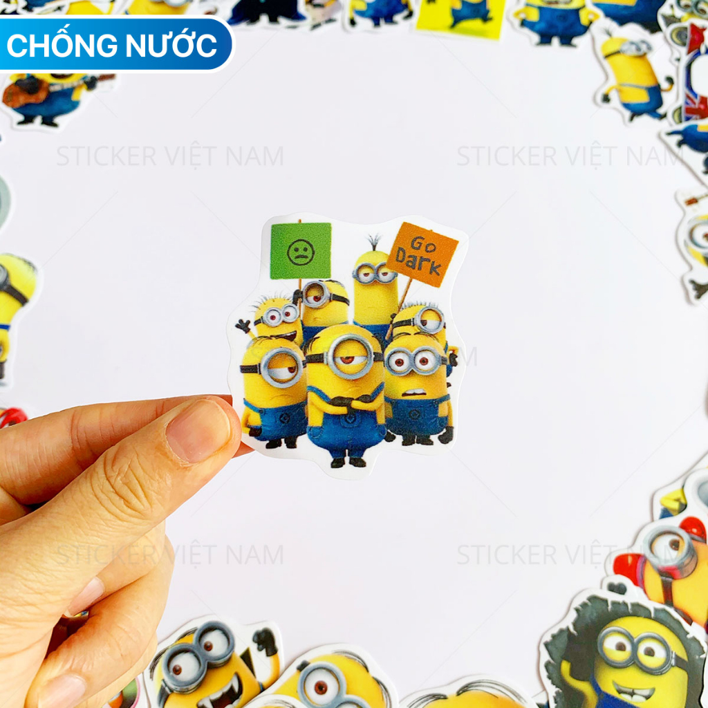 Sticker MINION dễ thương, hình dán decal  trang trí nón bảo hiểm, đàn guitar, laptop, vali, xe