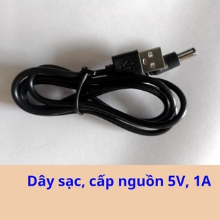Dây nguồn, dây sạc, chuyển usb ra đầu 5v dc 5.5x2.1mm dài 1m, dòng ra 1a.
