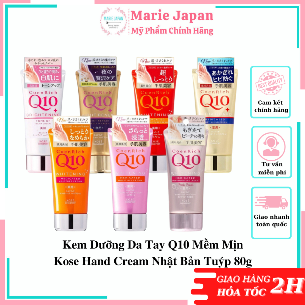 Kem Dưỡng Da Tay Q10 Mềm Mịn Kose Hand Cream Nhật Bản Tuýp 80g