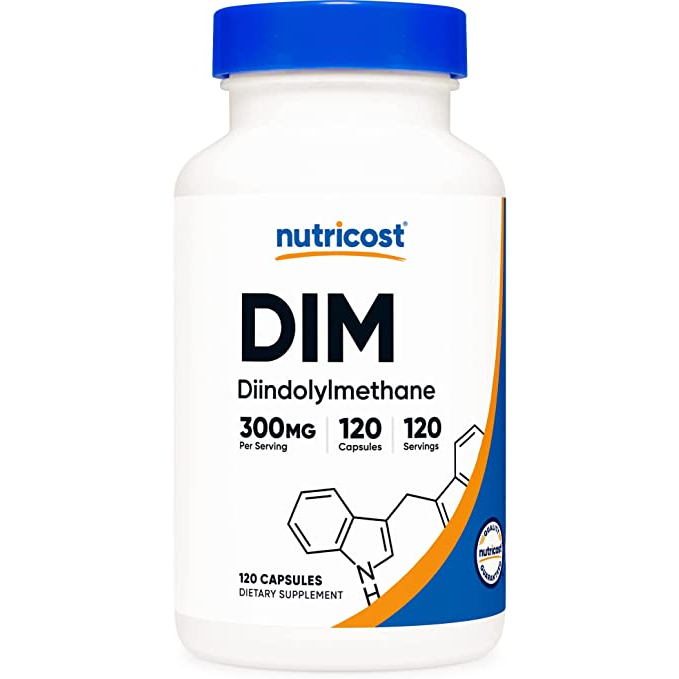 Nutricost DIM with Black Pepper Extract 300mg - Viên uống bổ sung hormone, cân bằng nội tiết tố nữ Estrogen 120 viên