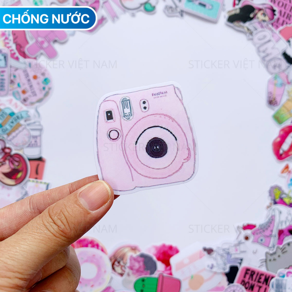 Sticker HỒNG NHẠT - PINK PASTEL Dễ thương Chống Nước Trang Trí Va li, Xe, Laptop, Nón Bảo Hiểm