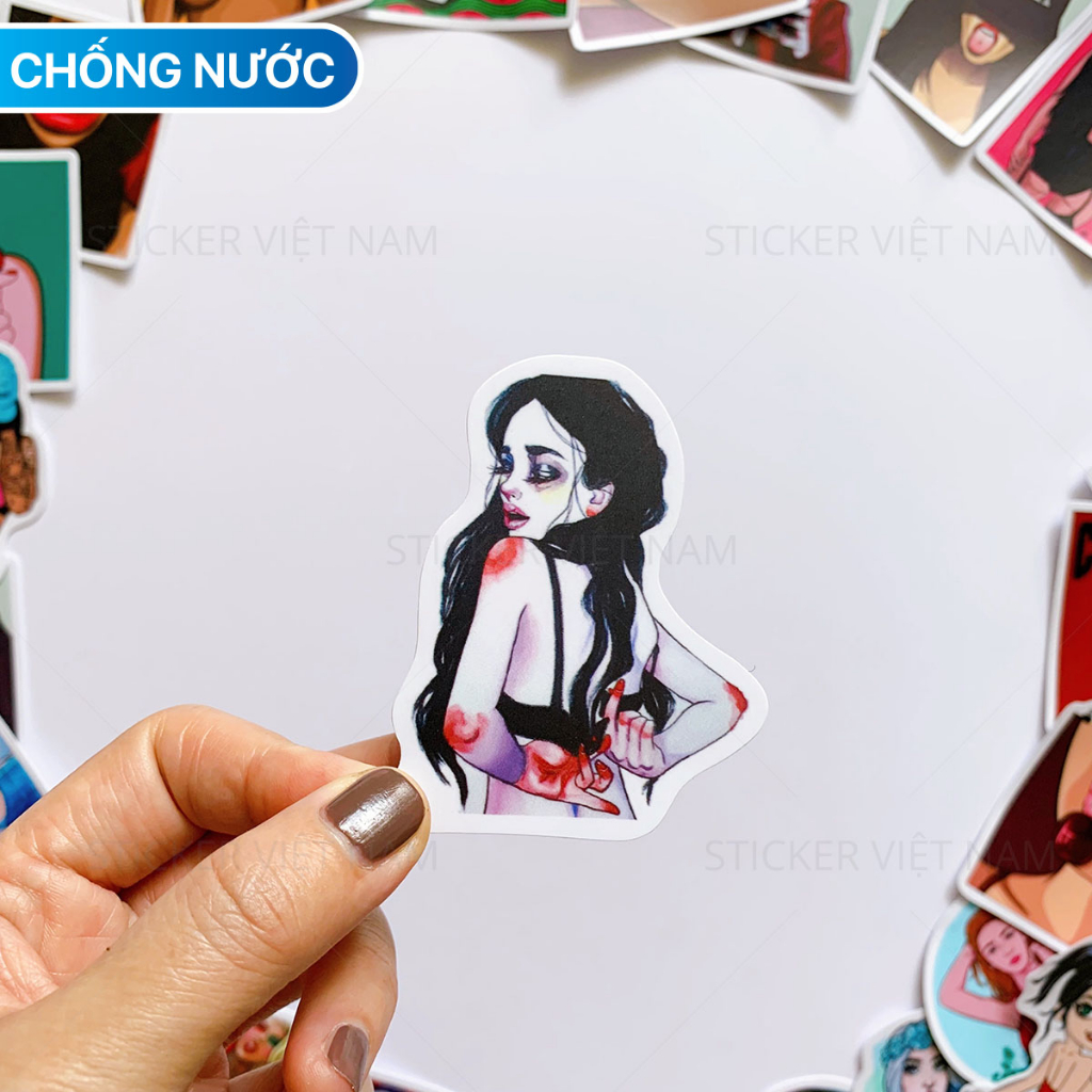 Sticker BAD GIRLS chống nước dán nón bảo hiểm, laptop, vali, đàn guitar