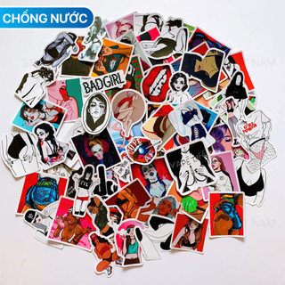Sticker BAD GIRLS chống nước dán nón bảo hiểm, laptop, vali, đàn guitar