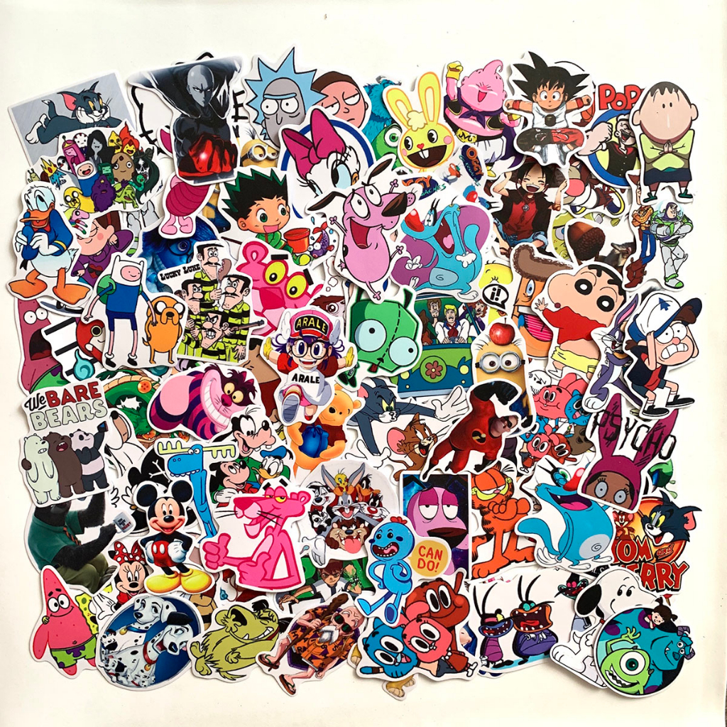 Sticker HOẠT HÌNH - CARTOON dễ thương, chống nước dán trang trí góc học tập, máy tính, điện thoại, đàn guitar