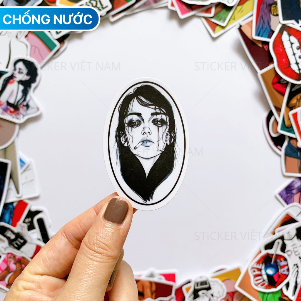 Sticker BAD GIRLS chống nước dán nón bảo hiểm, laptop, vali, đàn guitar