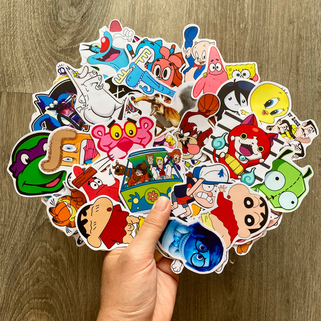 Sticker HOẠT HÌNH - CARTOON dễ thương, chống nước dán trang trí góc học tập, máy tính, điện thoại, đàn guitar