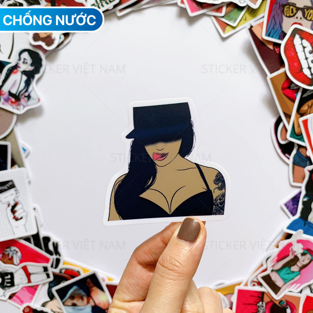 Sticker BAD GIRLS chống nước dán nón bảo hiểm, laptop, vali, đàn guitar