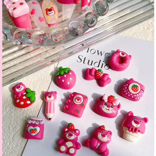 Set 5 charm gấu dâu trang trí móng tay, gấu dâu Lotso