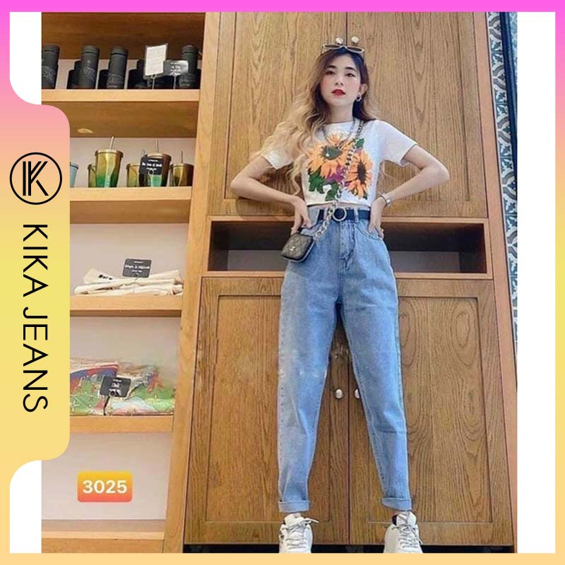 Quần Baggy Nữ Jean Có 3 Màu Lưng Cao Túi Nắp Kiểu Bigsize Đến 80kg Siêu Dễ Thương Ms111 KikaJeans