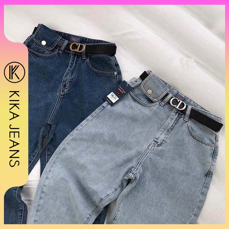 Quần Baggy Nữ Jean Có 3 Màu Lưng Cao Túi Nắp Kiểu Bigsize Đến 80kg Siêu Dễ Thương Ms111 KikaJeans