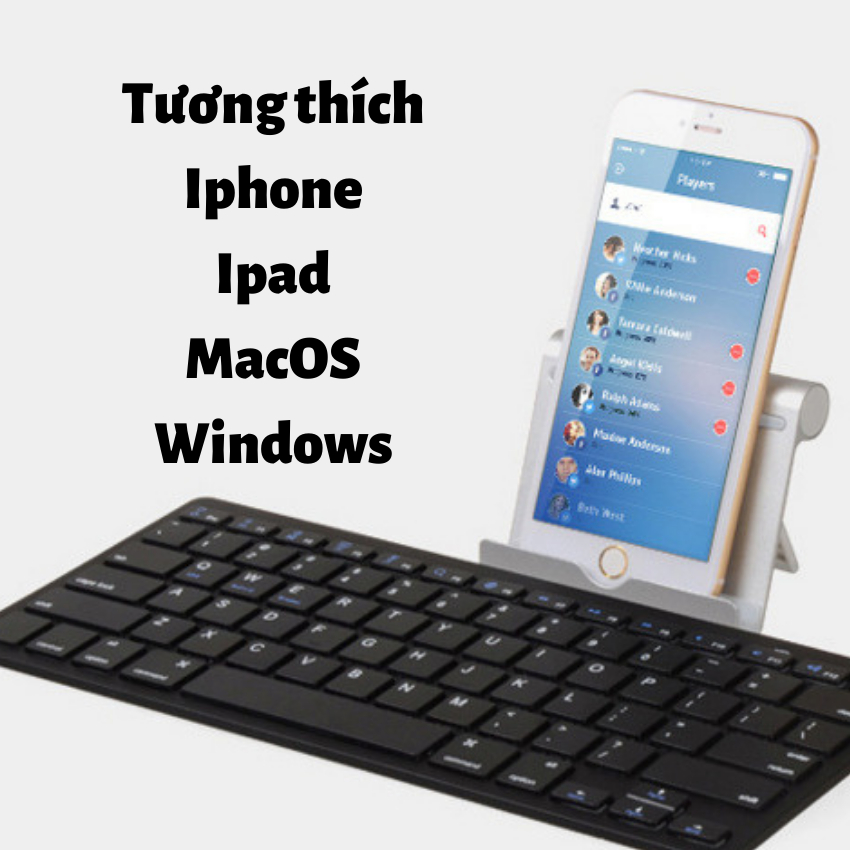 Bàn phím không dây bluetooth nhỏ gọn, tối giản, làm bàn phím cho điện thoại, máy tính bảng, laptop | BigBuy360 - bigbuy360.vn