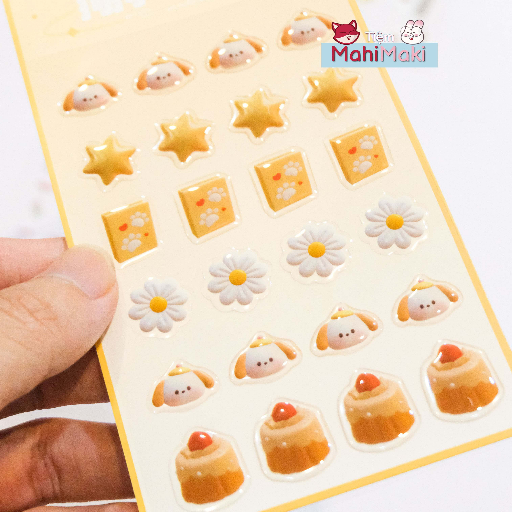 Set sticker 3D sticker nổi phối sticker thường dễ thương nhiều mẫu, tặng kèm khi mua kệ nâng tại MahiMaki