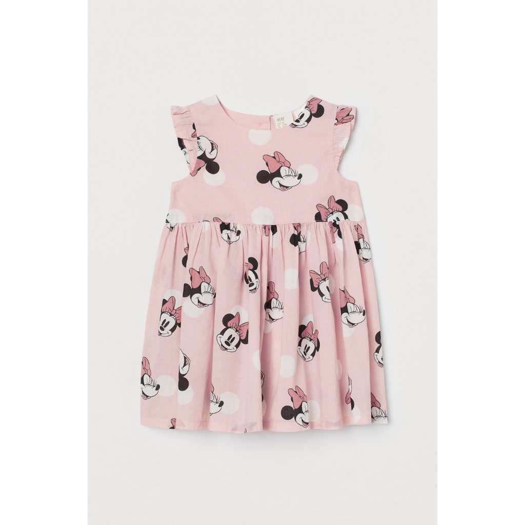 Váy xòe cotton hoa hồng minnie mickey HM H&M_hàng chính hãng authentic