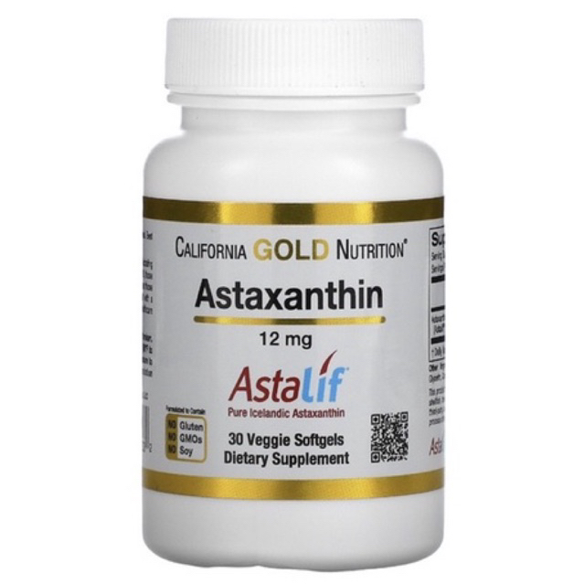 Viên uống chống oxy hóa Astaxanthin Astalif 12mg California Gold Nutrition 30vien