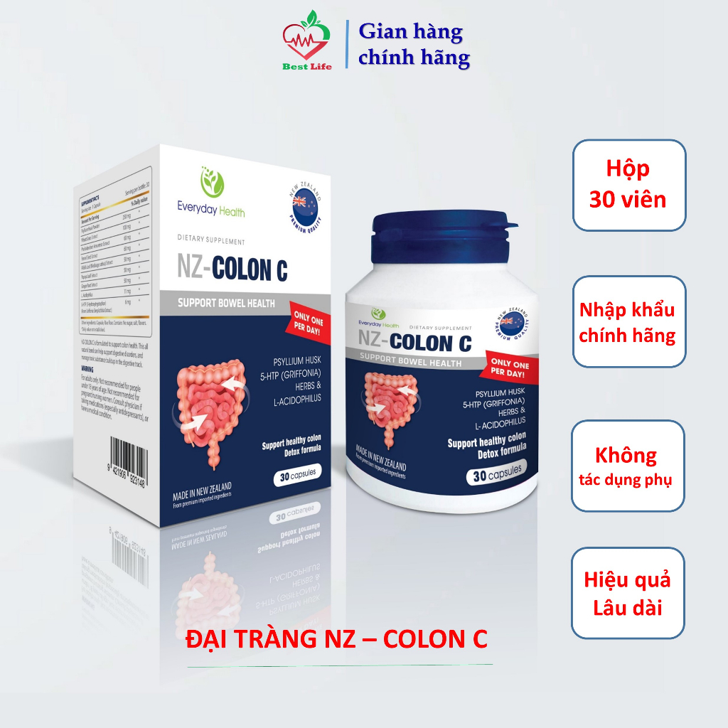 Đại tràng NZ-COLON C Hỗ trợ giảm các triệu chứng rối loạn tiêu hoá táo bón khó tiêu đi ngoài nhiều lần do viêm đại tràng