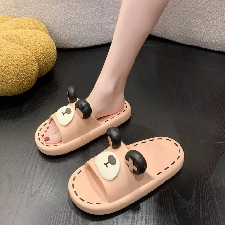 Dép Lê Quai Ngang Đế EVA Mềm Chống Trượt In Hình Gấu Dâu Tây Dễ Thương Dành Cho Bạn Nữ