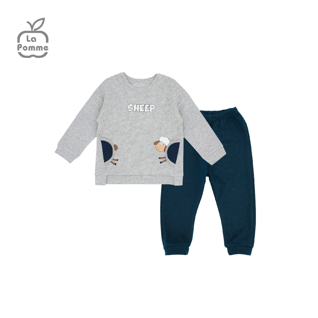 6-9M Bộ quần áo dài tay cho bé trai, bé gái LA POMME Chú cừu vui vẻ SL210