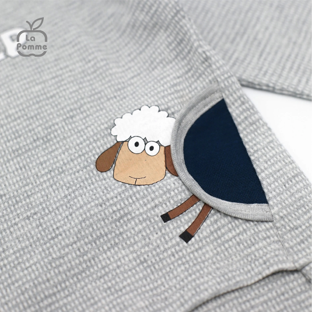 6-9M Bộ quần áo dài tay cho bé trai, bé gái LA POMME Chú cừu vui vẻ SL210