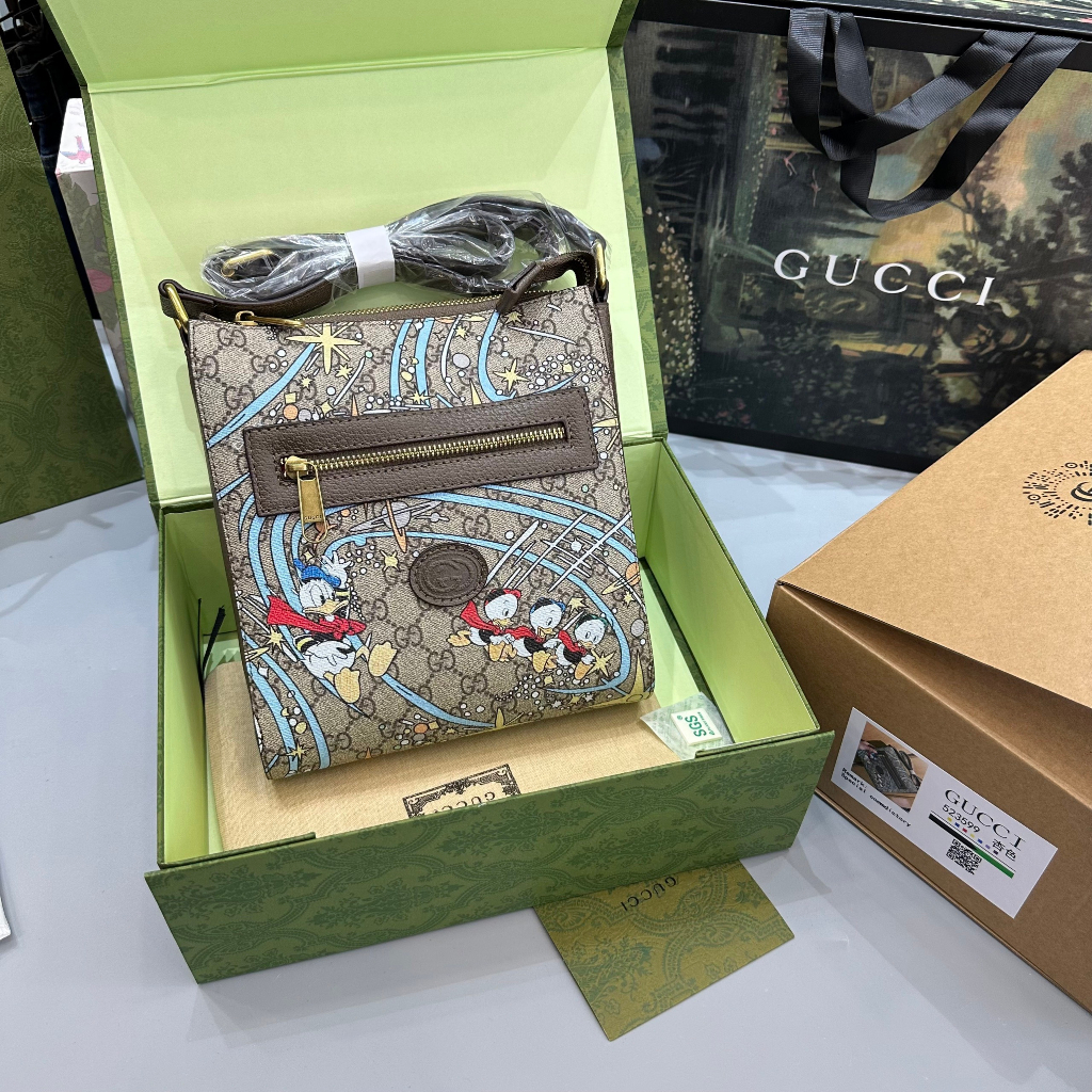 Túi cặp đeo chéo Gucci Messenger họa tiết monogram 23x21x4.5cm LA on web fullbox bill thẻ