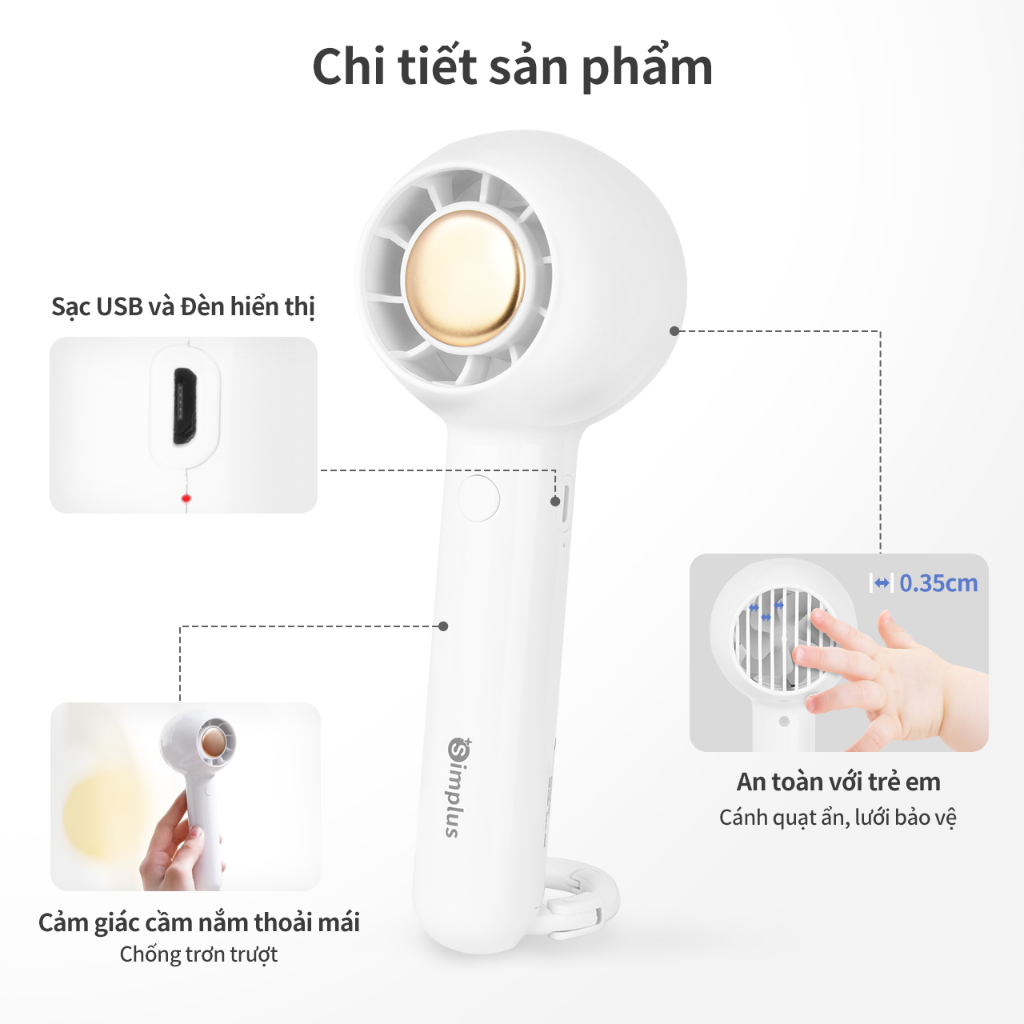 Quạt Cầm Tay Mini Simplus 2000mAh DFSH007