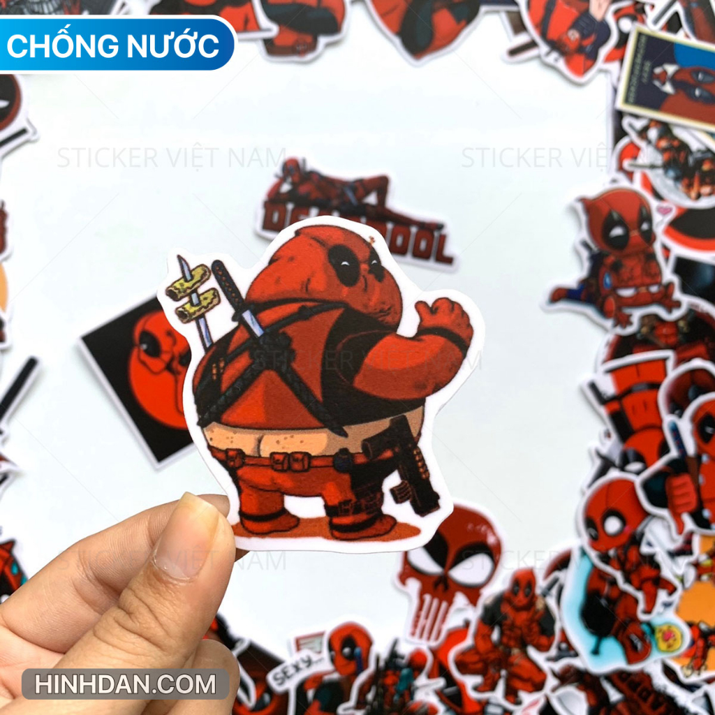 Sticker DEADPOOL Chống Nước Hình Dán Decal dán Trang Trí vali, xe, laptop, nón bảo hiểm, đàn guitar