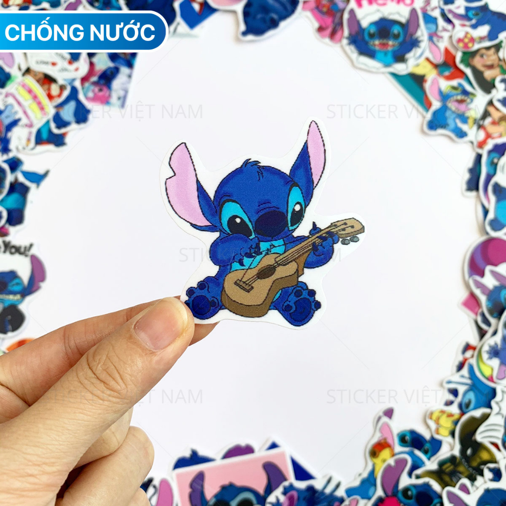 Sticker STITCH Lilo Hình Dán Chống Nước Trang Trí Va Li, Xe, Laptop, Nón Bảo Hiểm, tem dán stich
