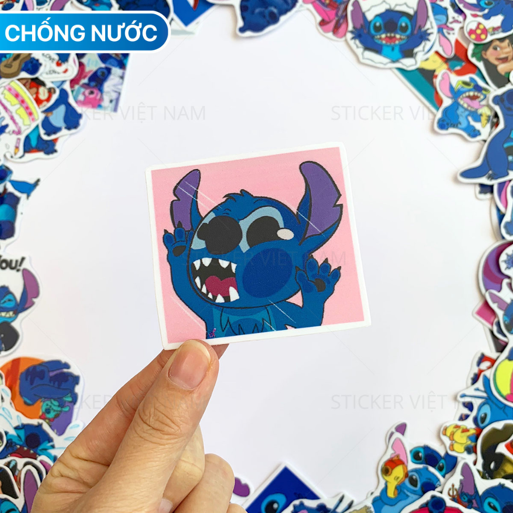 Sticker STITCH Lilo Hình Dán Chống Nước Trang Trí Va Li, Xe, Laptop, Nón Bảo Hiểm, tem dán stich