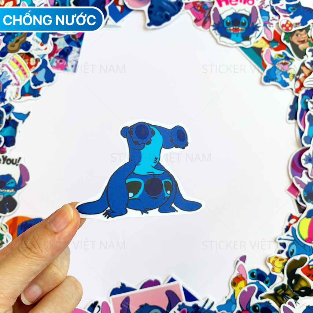 Sticker STITCH Lilo Hình Dán Chống Nước Trang Trí Va Li, Xe, Laptop, Nón Bảo Hiểm, tem dán stich