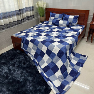 Bộ chăn ga 100% cotoon kèm chăn chần gòn chuẩn logo