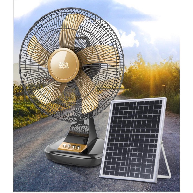 Quạt Tích Điện Năng Lượng Mặt Trời - Có Pin Trâu Chạy 15h - 26h Giờ Liên Tục Cánh Nhôm Siêu Mát