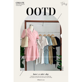 Đầm kiểu cổ vest cột dây 1 bên đắp tà trơn tay ngắn nhiều màu freesize Pumi 14739
