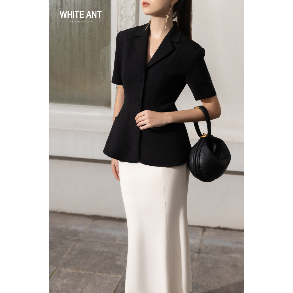 Áo Blazer Tay Cộc Và Chân Váy Đuôi Cá Nữ White Ant Hàng Thiết Kế Cao Cấp