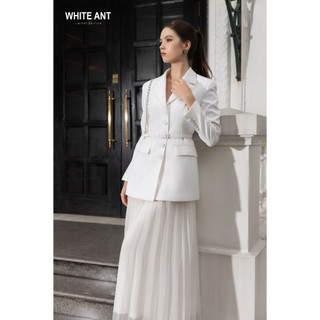 Áo blazer tay dài một hàng cúc và chân váy dập ly nữ white ant hàng thiết kế cao cấp