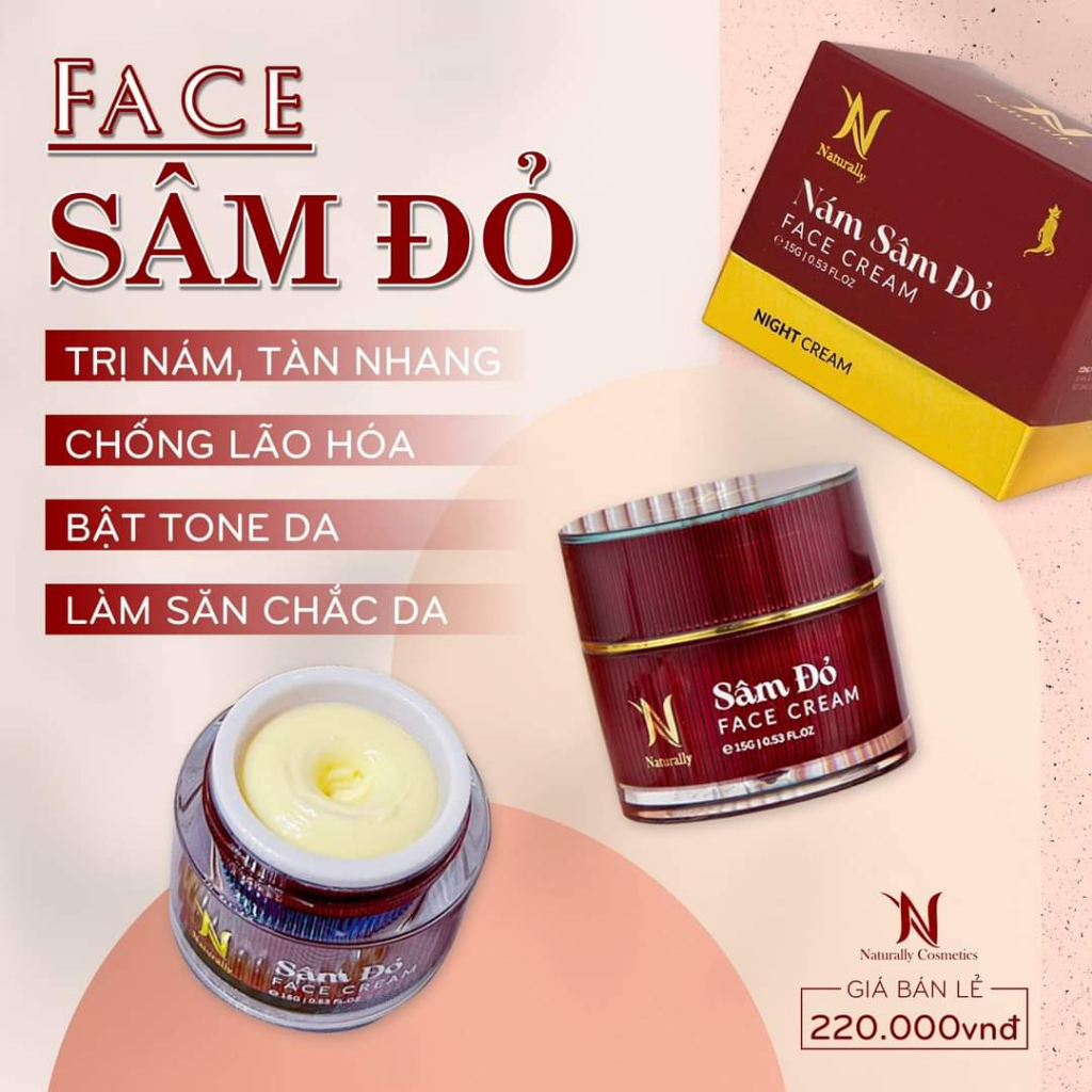 Kem nám sâm đỏ giúp trắng da dưỡng nám. Tặng nạ trắng da.