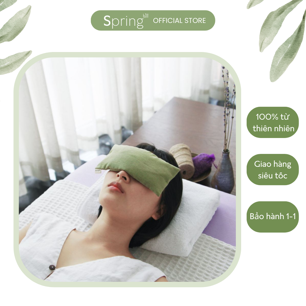 Springhill Gối chườm mắt thảo mộc 20x10cm EP - thư giãn, ngủ ngon, giảm đau bụng kinh, liệu pháp mùi hương, quà handmade