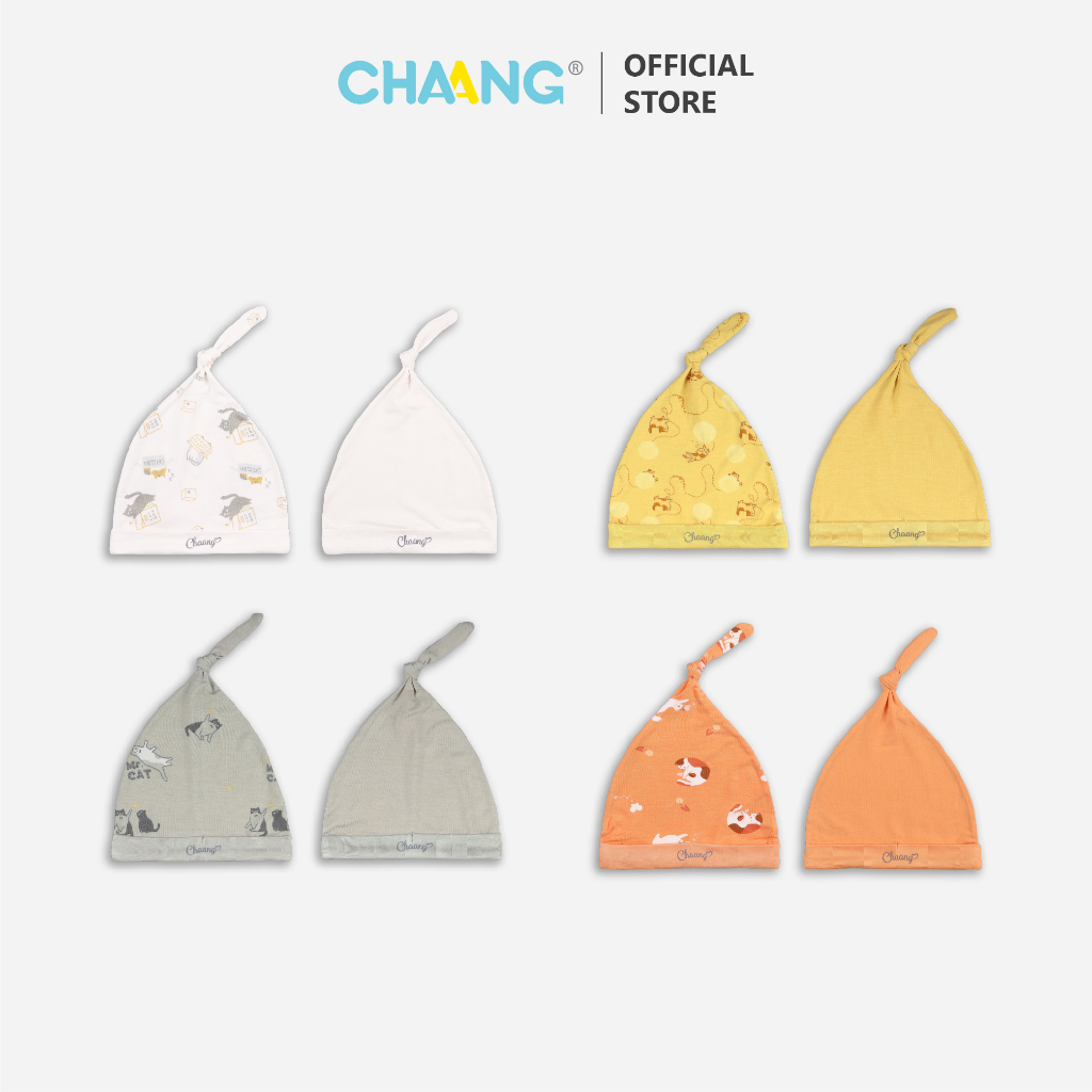 [CHAANG] Set mũ thóp sơ sinh 2 chiếc Mèo Chaang