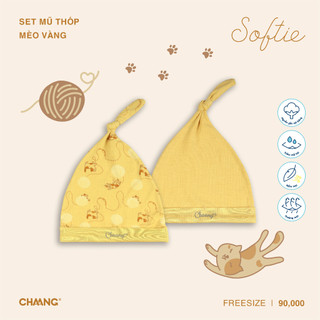 [CHAANG 0-6M] Set 2 chiếc mũ thóp cho bé sơ sinh chất liệu mềm mát Mèo Chaang