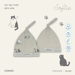 [CHAANG 0-6M] Set 2 chiếc mũ thóp cho bé sơ sinh chất liệu mềm mát Mèo Chaang