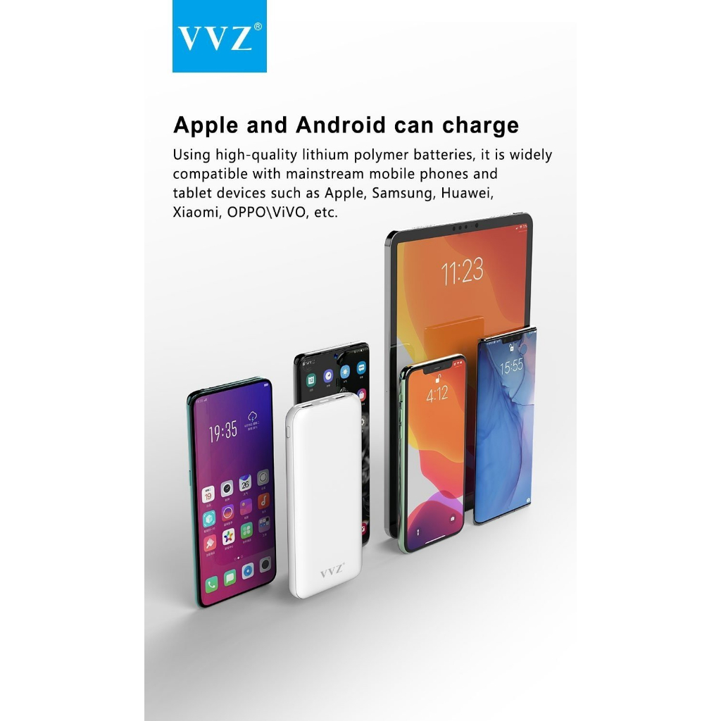 Pin sạc dự phòng 10000mah V-Y2 nhỏ gọn tiện nghi cầm theo sạc nhanh thích hợp dùng iPhone, tặng kèm dây sạc