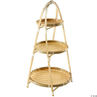Kệ mẹt tre 3 tầng đựng trái cây ,mẹt tre 3 tầng thức ăn ẩm ,kệ mây tre đan trang trí